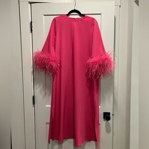 Tuckernuck Vibrant Pink Feathered Sleeve Dress